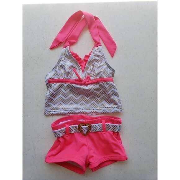 Baby Girls Swimsuit Pink Tankini Swimwear 2 piece Set 18 months NWOT - Picture 2 of 6